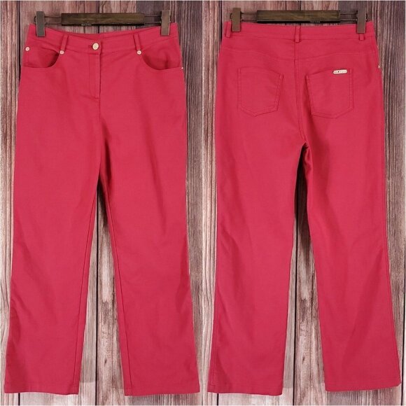 *Read Desc* St John Womens Size 4 Red 5 Pockets Straight Leg Pants Cotton Blend - Picture 1 of 15